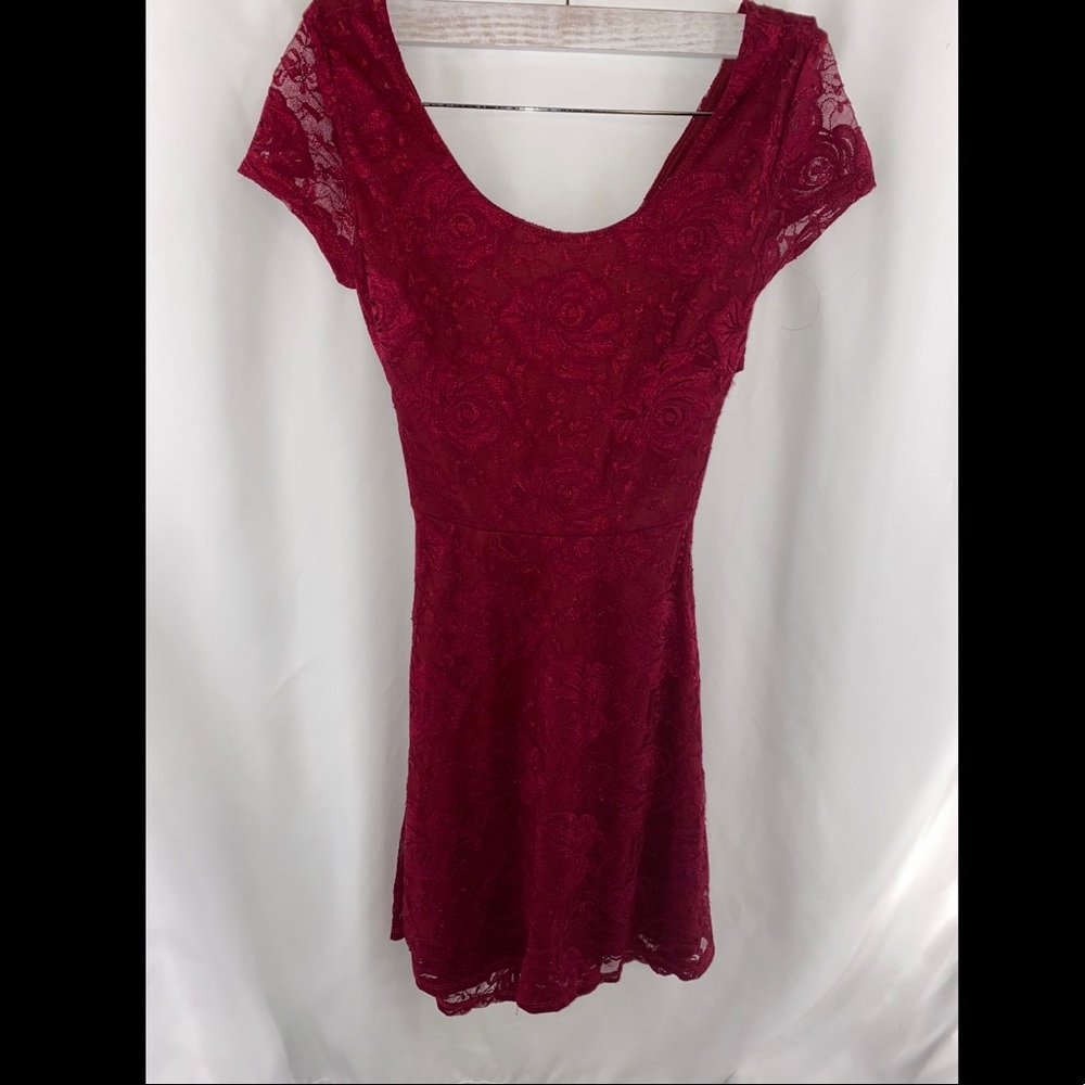 Red Lace Floral Dress